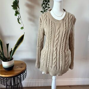 J. Crew Cable Knit Sweater in Beige